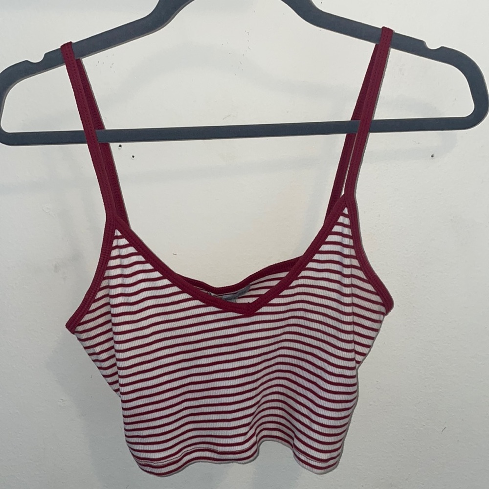 Crop top burgundy stripe tank
